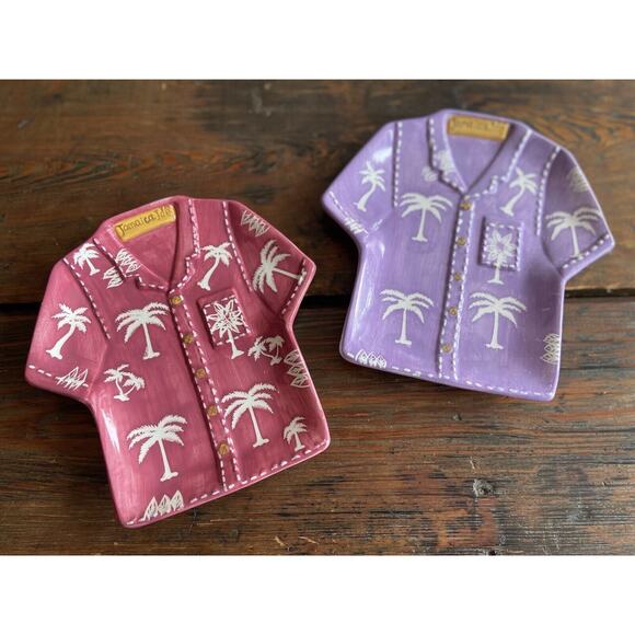 JAMAICA JOE Tropical Hawaiian Style Shirt Snack Plates (Set Of 2) - Picture 1 of 6